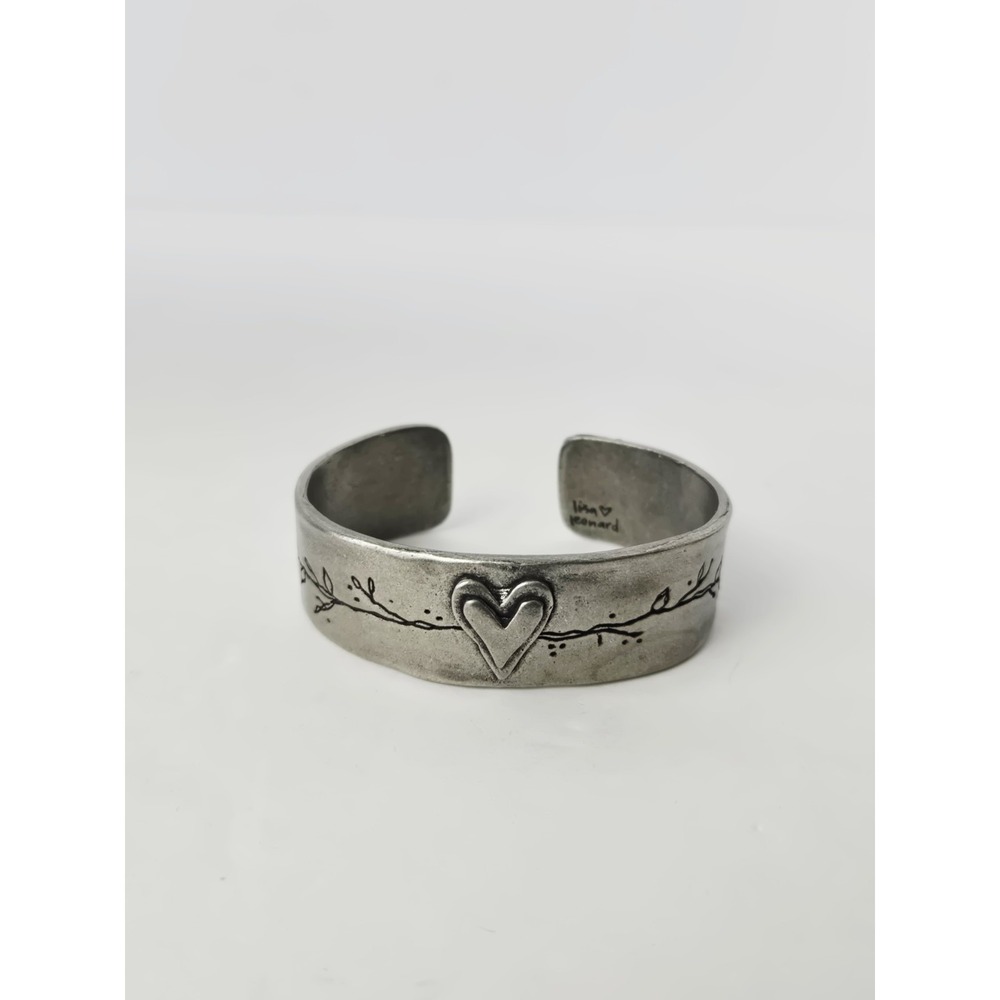 Lisa Leonard Let Love Grow Pewter 7" Cuff Bracelet heart